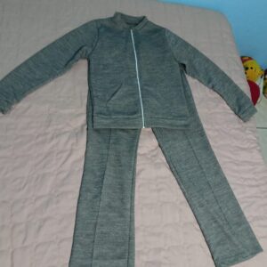Conjunto Moletom Mescla Cinza Zíper Total Gola Alta