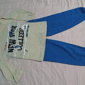 Conjunto Moletom New York College — Verde e Azul Royal