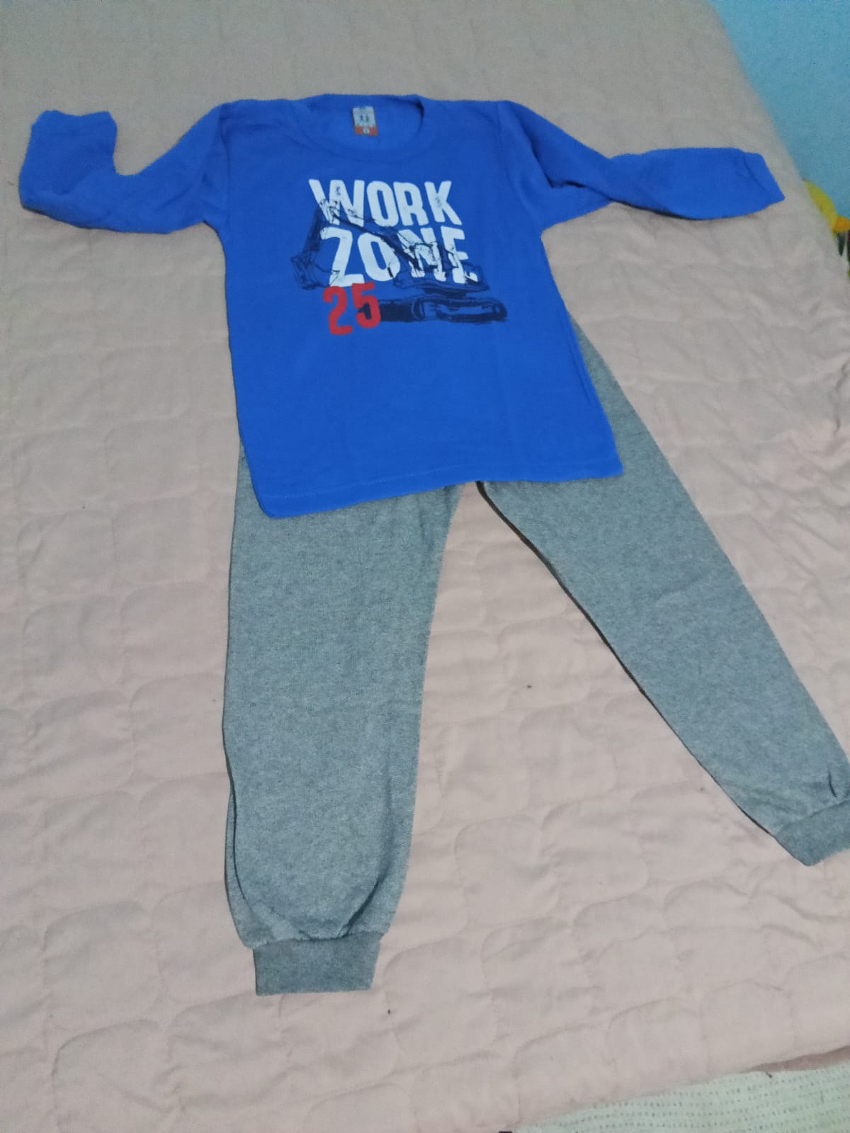 Conjunto Infantil Moletom Work Zone — Azul e Cinza